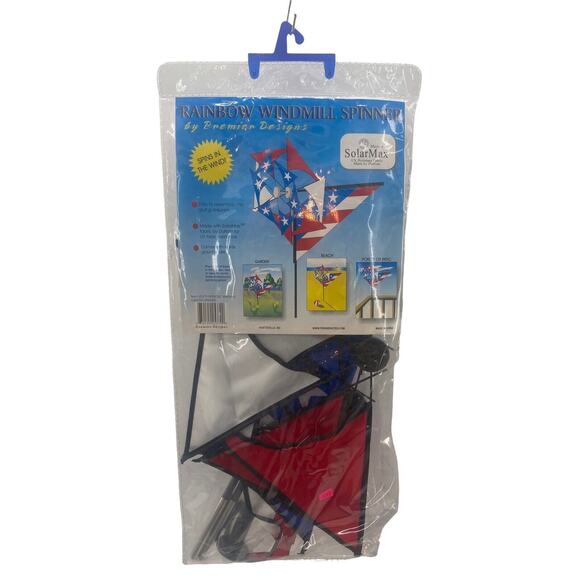 Patriotic AMERICAN FLAG Windmill Yard Garden Spinner by Premier Kites Solar Max - Picture 2 of 3